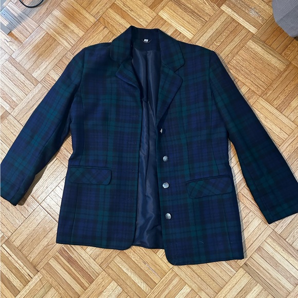 Vintage Edinburgh Blue and Green Plaid Blazer - Picture 2 of 8